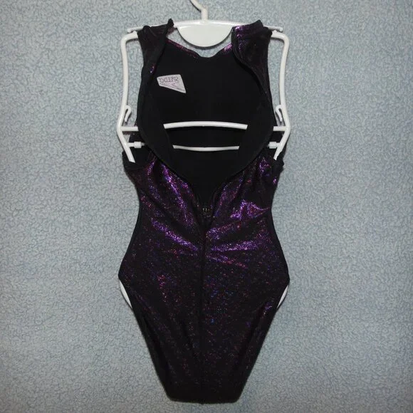 Speedo Sparkley Purple Zip Swimsuit 34 - Picture 5 of 8